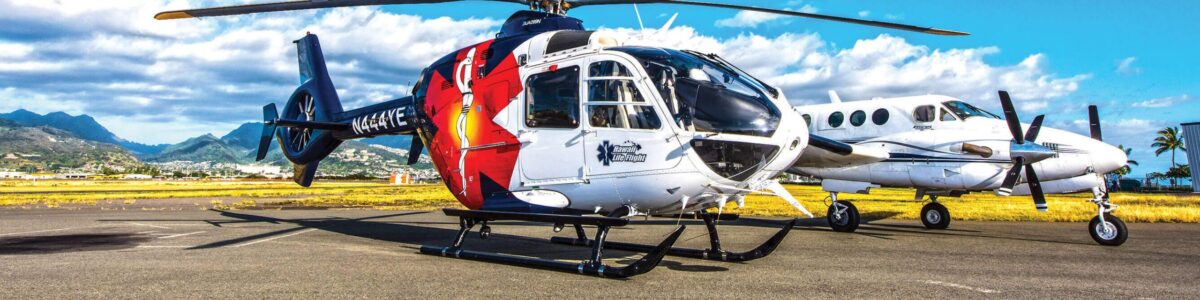 a medical transport helicopter