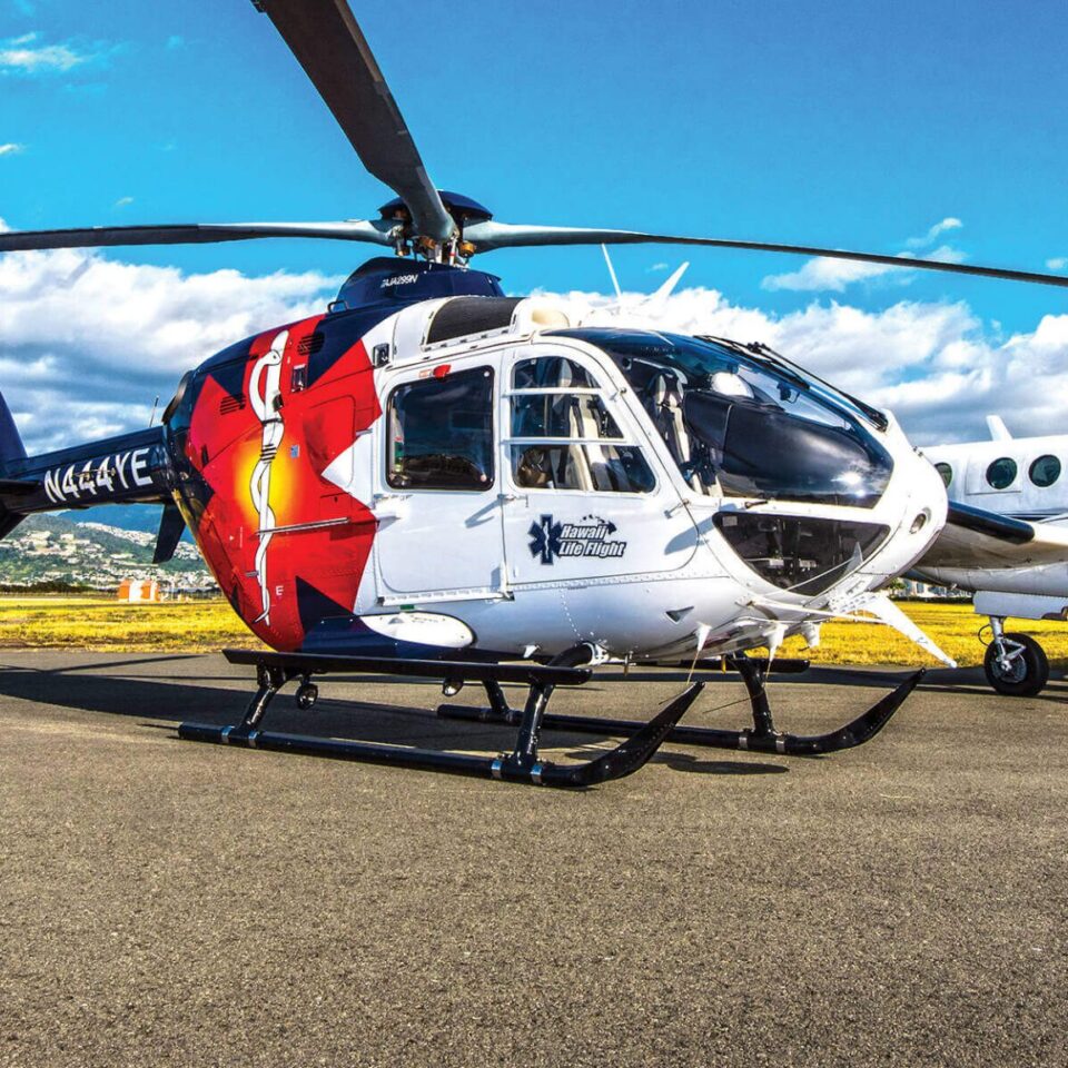 a medical transport helicopter